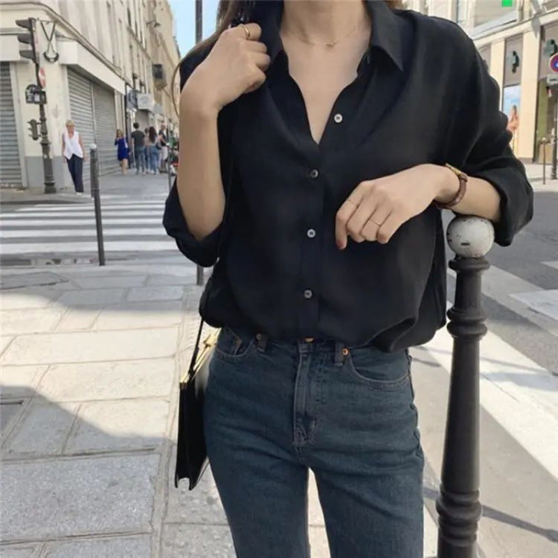 Chemisier professionnel en mousseline blanche à manches longues pour femme