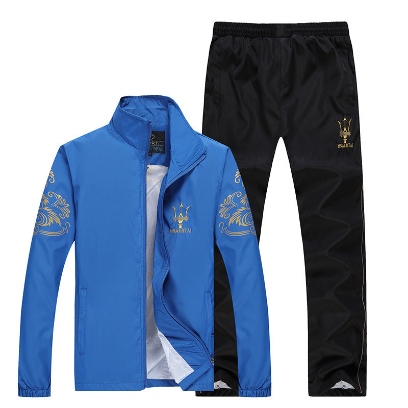 Ensemble de sport d'extérieur grande taille pour homme en polyester bleu