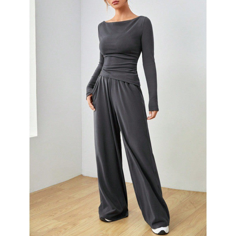 Costume décontracté irrégulier à manches longues pour femme avec poches, en coton, tailles S-XL