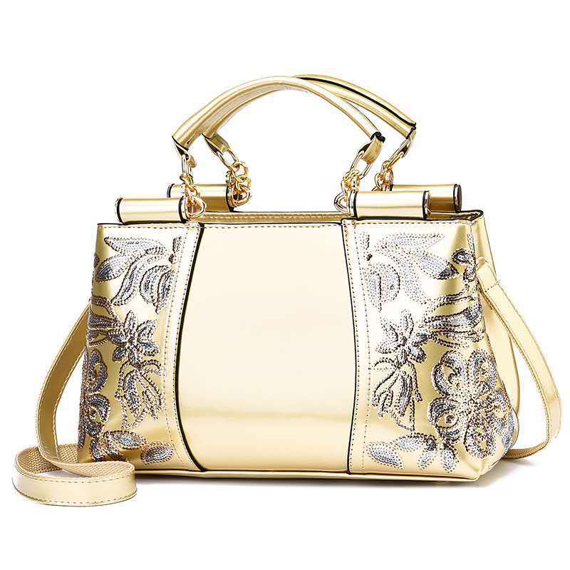 Élégant Grand Sac à Main Rétro à Paillettes Brodé