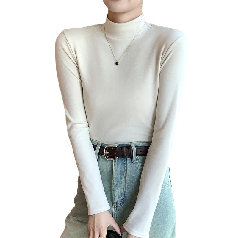 Women’s Half Turtleneck Double-Sided Dralon Bottoming Shirt for Spring & Autumn