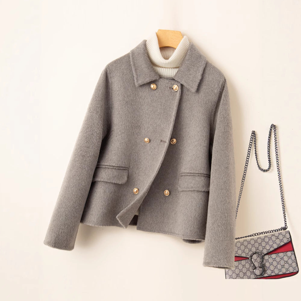 Double-Sided Women's Short Wool Overcoat Small Size