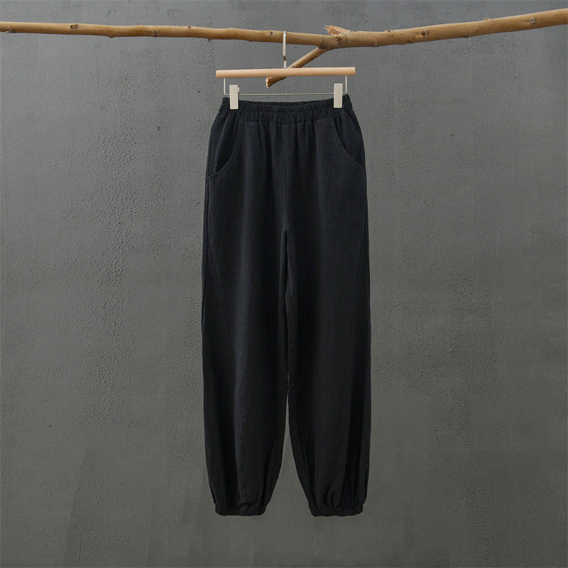 Women's Cotton And Linen Slub Casual Trousers Lantern Yoga Pants