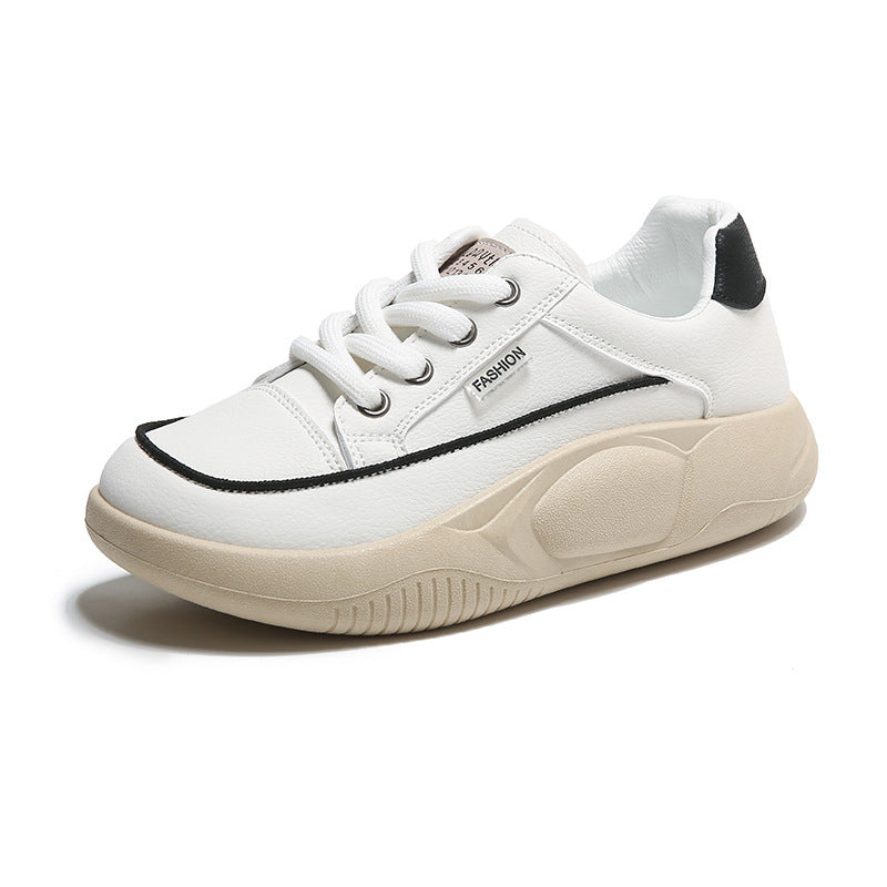 White Women's Leather Breathable Casual Student Shoes