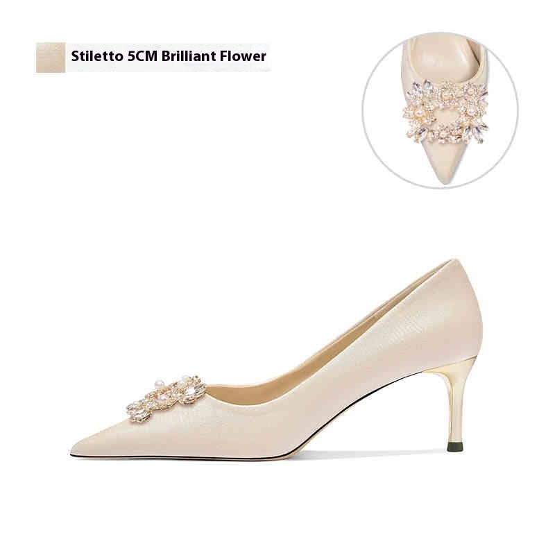 Escarpins de mariée à talons hauts en strass de cristal pour mariage français