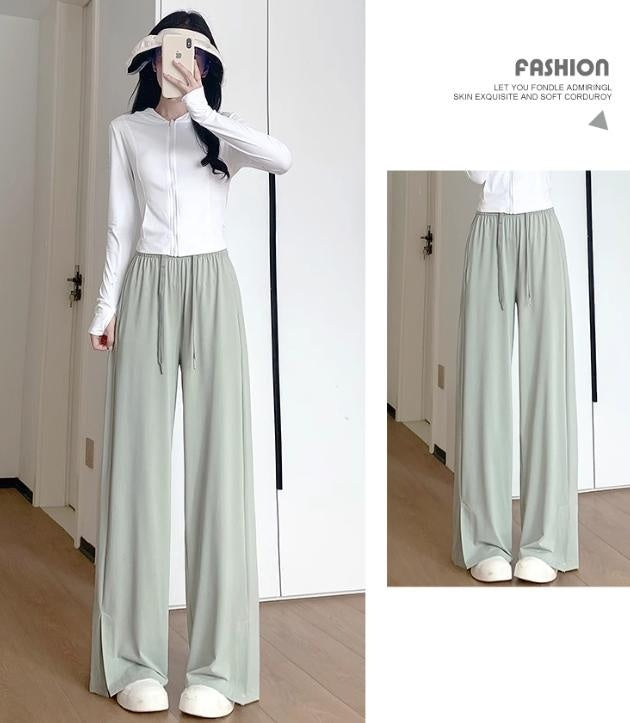 Anti-mosquito Sunscreen Drooping Straight Split Wide Leg Pants