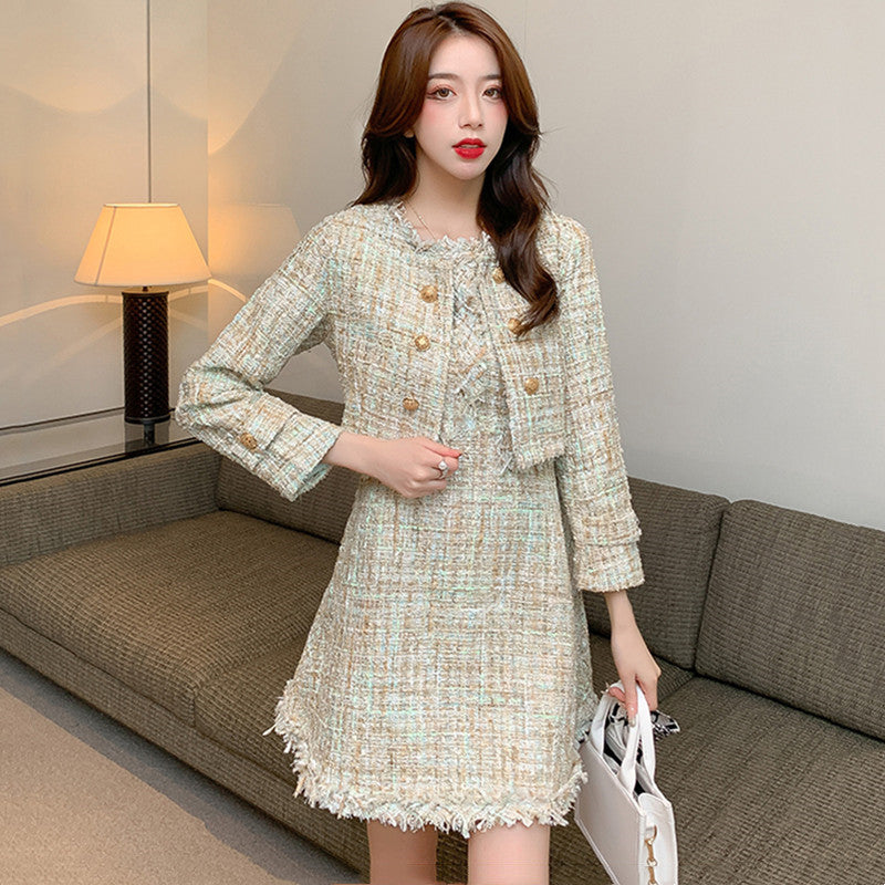 Fashion Two-Piece Coat, Vest & Dress Set