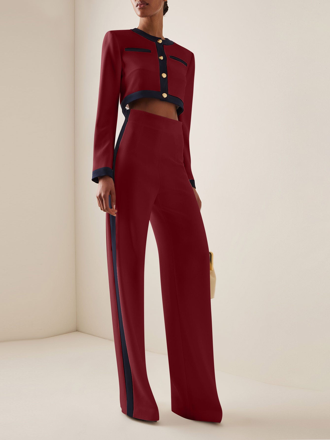 Women's Office Wear Suit Set with Long Sleeve Top and Trousers