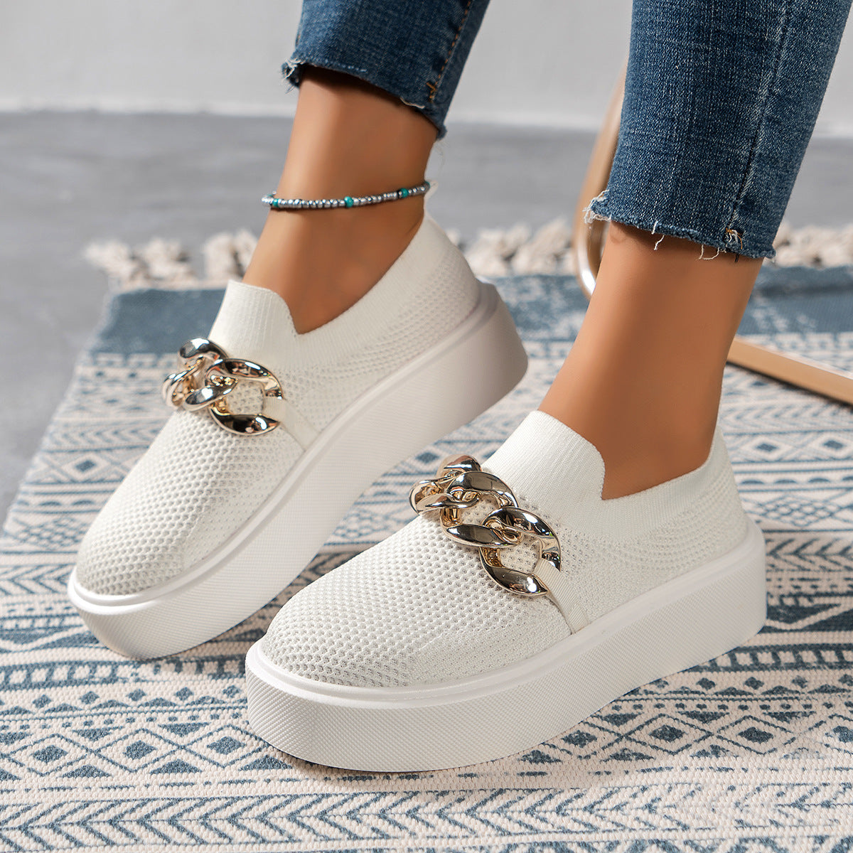 Chaussures plates en maille respirante pour femmes