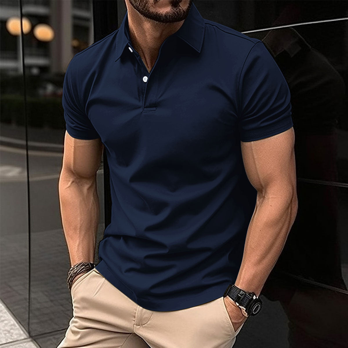 Men's Summer Short Sleeve Cotton Blend Polo Shirt