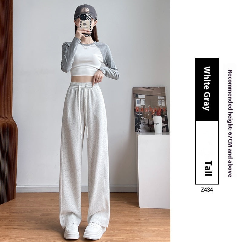 Pantalon d'exercice en coton à taille haute et coupe droite