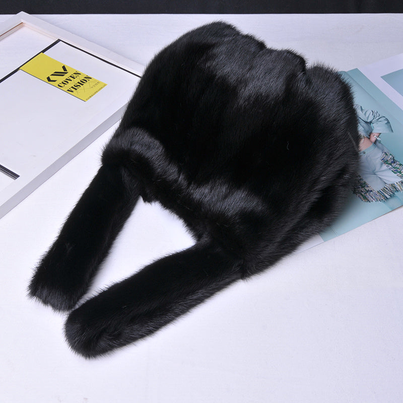 Whole Mink Fur Wrap Soft Surface Messenger Bag 33cm