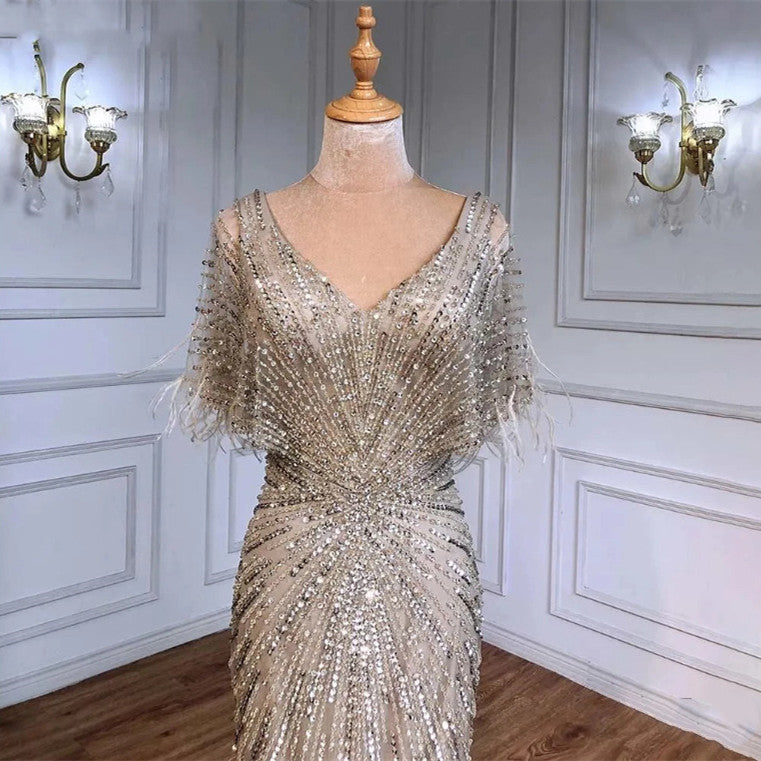 Women's Lace Single Sleeve Evening Dress