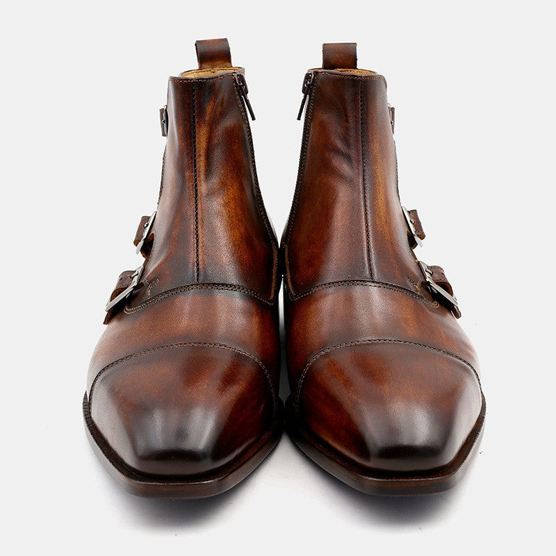 Men's Handmade Rust Brown Genuine Leather Breathable Casual Shoes