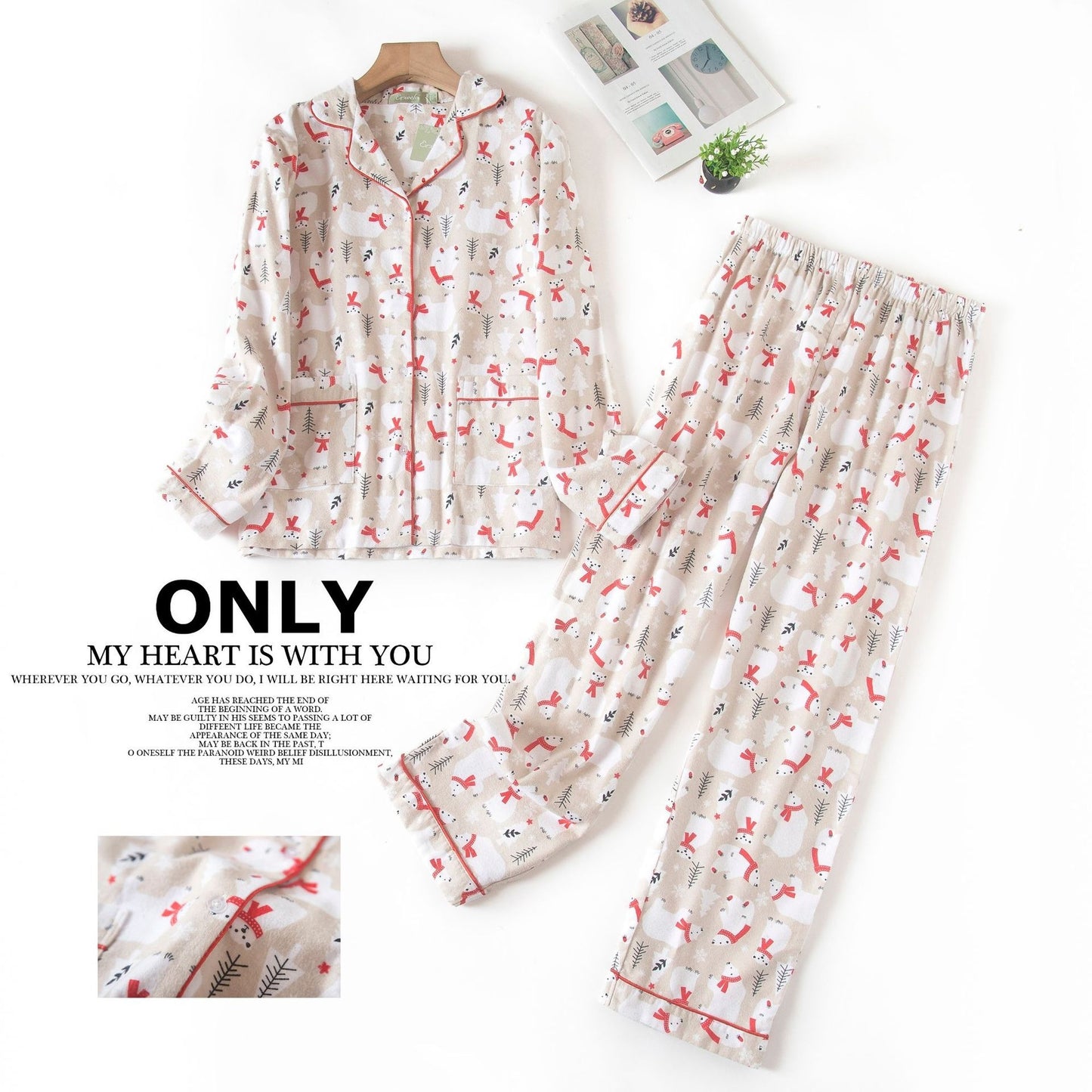 Women's Flannel Long-sleeved Trousers Home Wear Suit