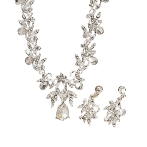 Women's Personalized Plant & Flower Jewelry Set - Necklace & Earrings, Gold & Silver Electroplated Alloy