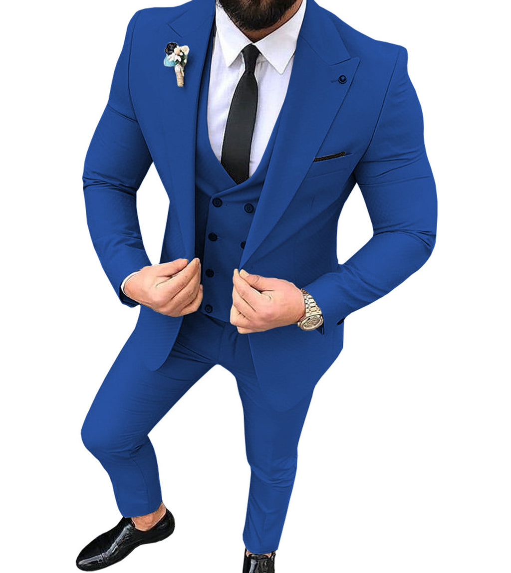 Men's Slim Fit Business Suit with Collar - Multiple Colors & Sizes