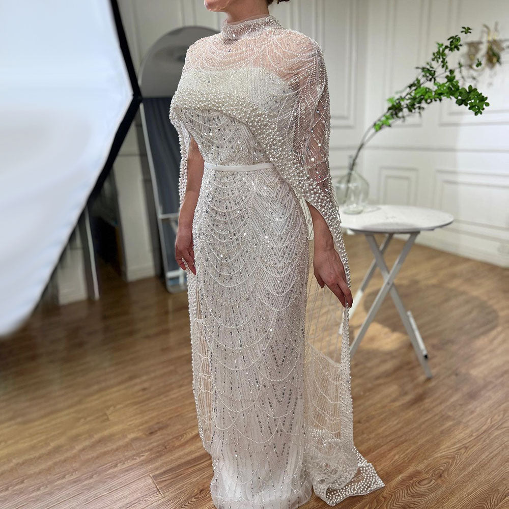 Robe de soirée longue de luxe perlée pour femme
