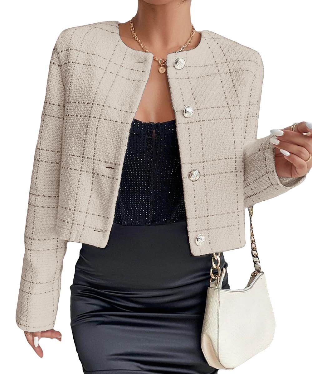 Veste boutonnée classique à carreaux pour femme, disponible en plusieurs coloris
