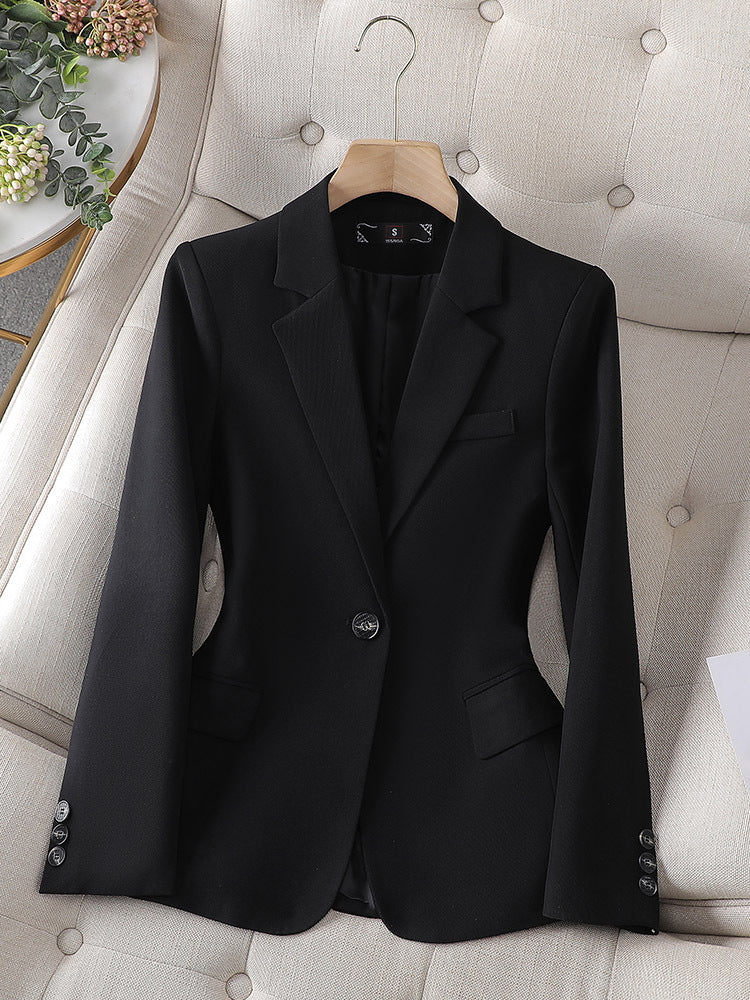 Women's Casual Long Sleeve Suit Jacket in Blue, Pink, Black & Coffee Polyester