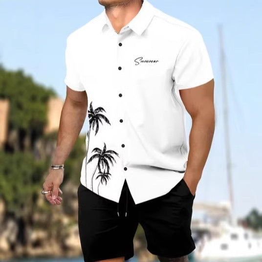 3D Digital Print Short Sleeve Shirt and Shorts Set