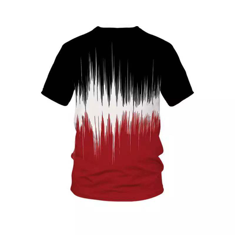 Men's Loose Fit 3D Digital Print Round Neck Short Sleeve Shirt