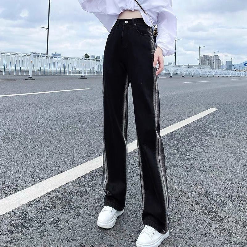 Black Gradient Straight Jeans for Women