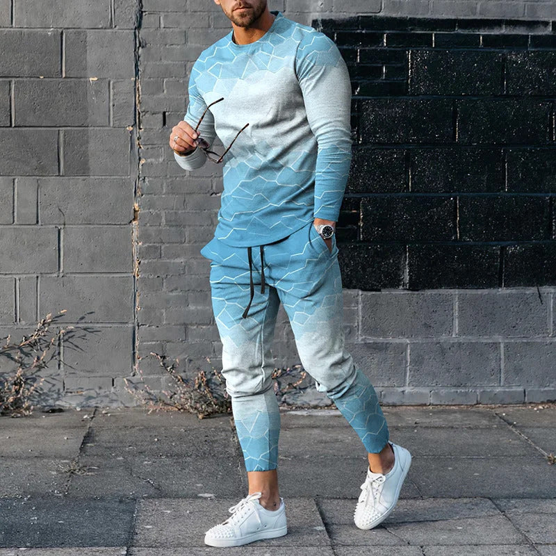 Casual Loose Gradient Long Sleeve Sweater Two-Piece Set