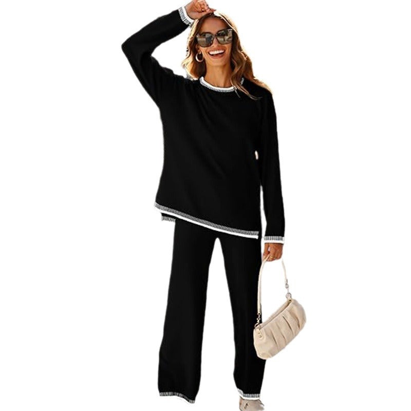Ensemble de survêtement décontracté en tricot avec pantalon pour femme