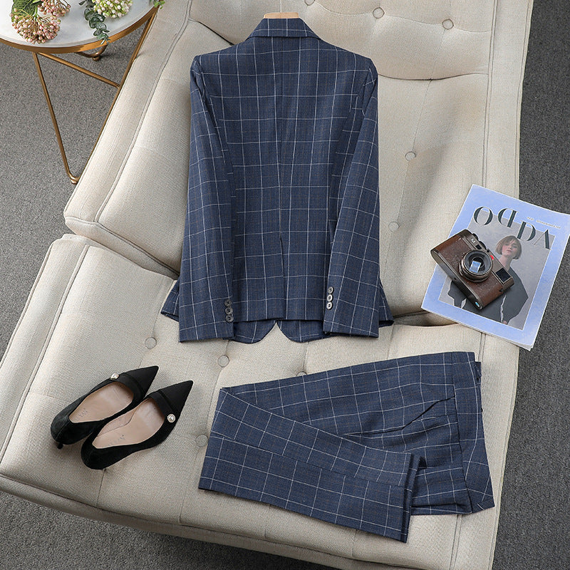 Ensemble élégant pour femme de style britannique à carreaux abricot