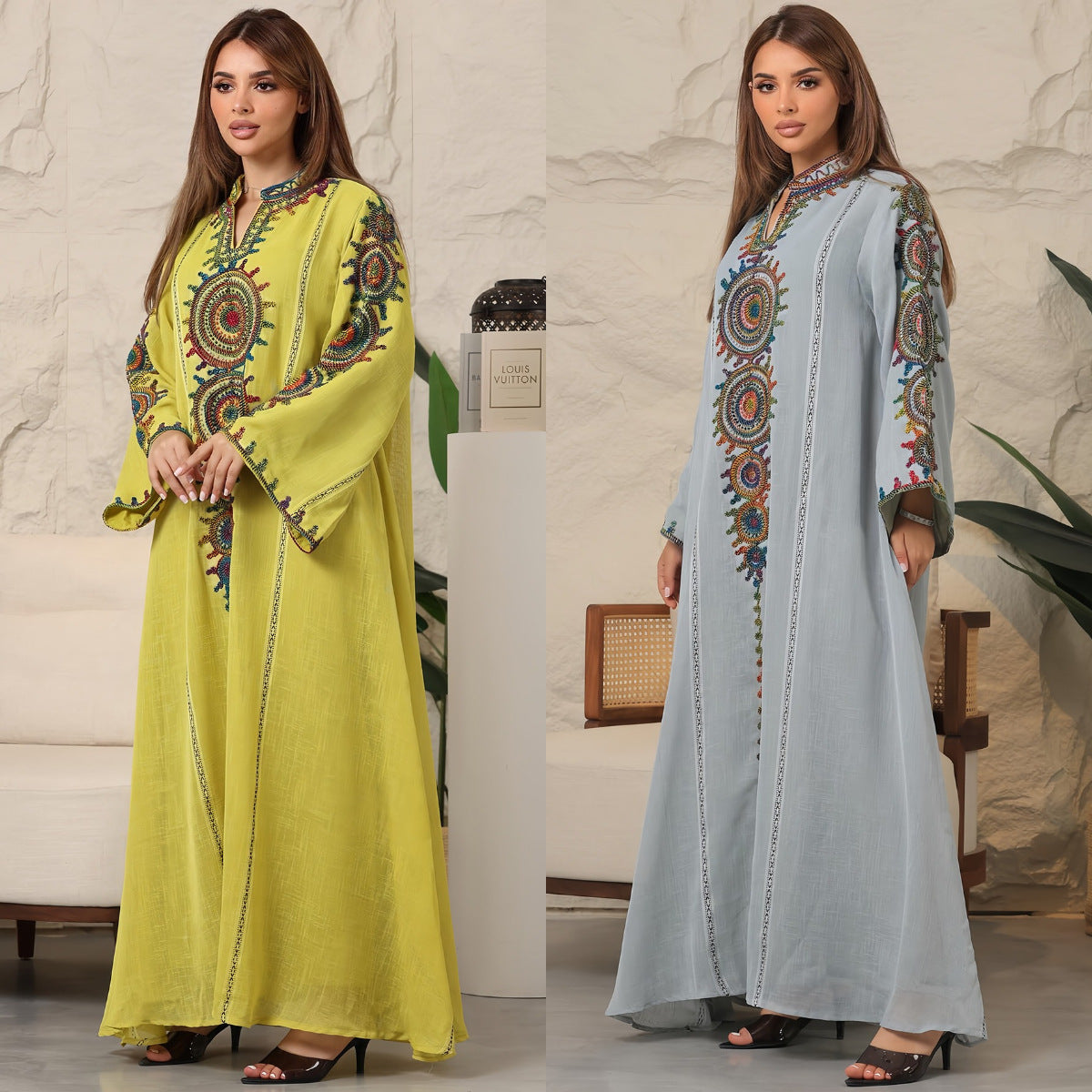 Arab Women's Embroidered Robe New Dress