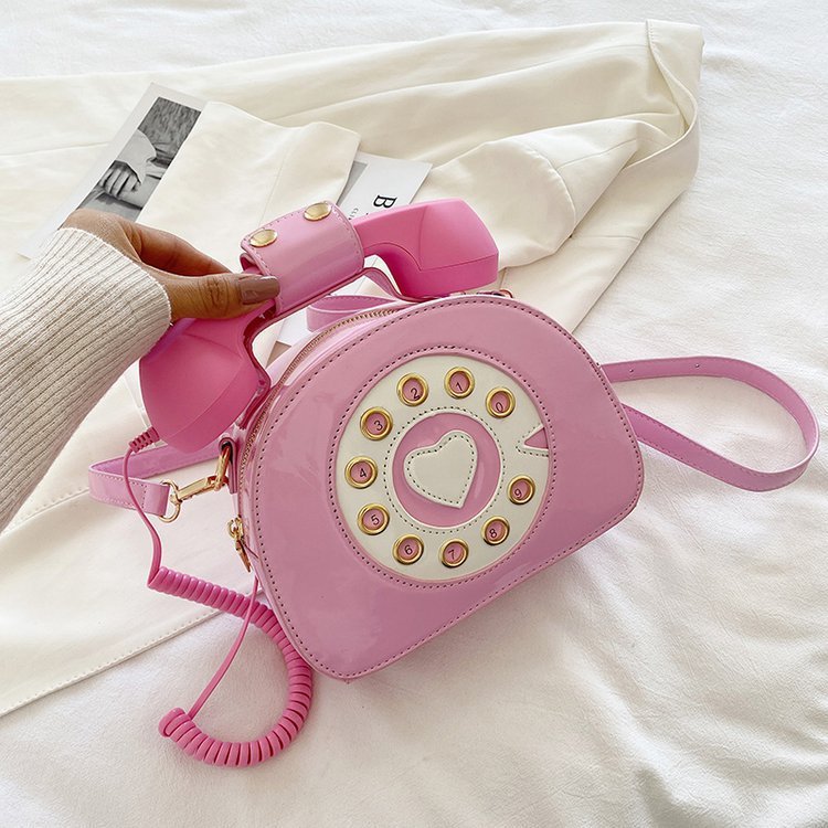 Candy Color PU Round Cross-Border Handbag for Girls Medium 21x16x9cm