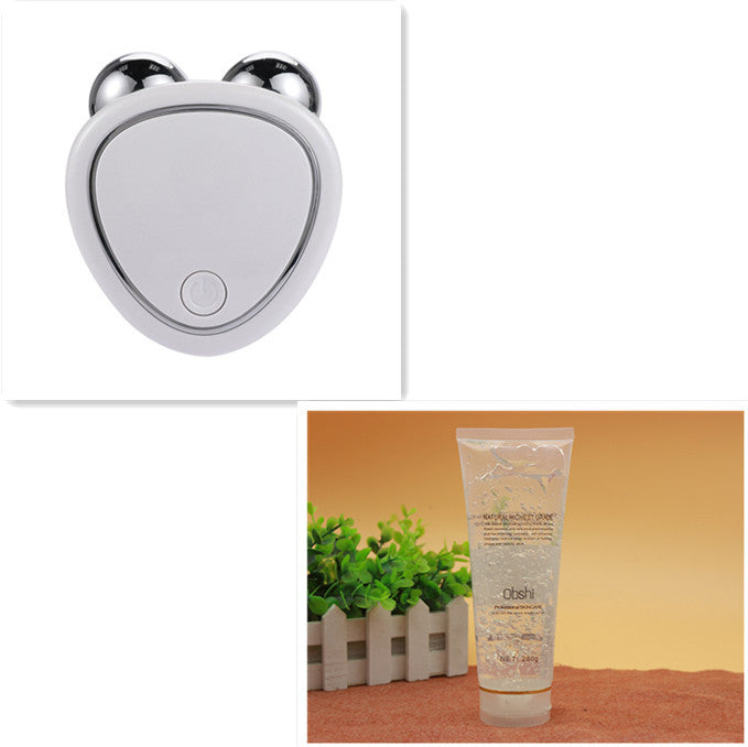 Portable Micro-Current Facial Beauty Instrument with Double Roller Massager for Lifting, Thinning & Reducing Edema