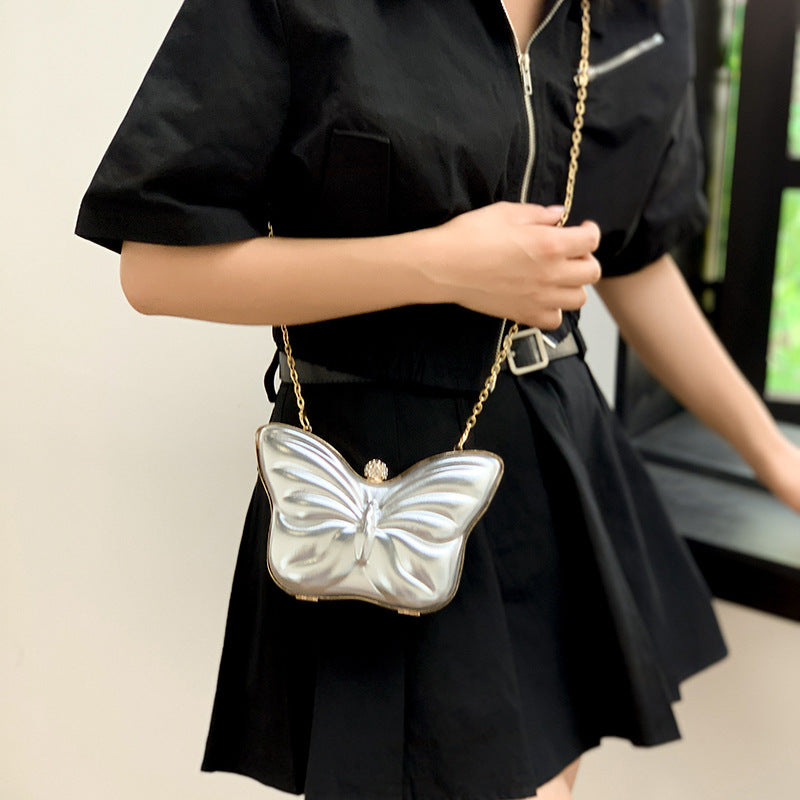 Women's Cute Butterfly PU Chain Crossbody Bag 19.5cm