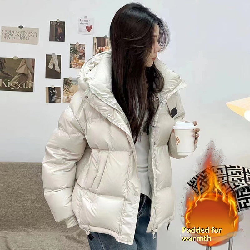 Short Padded Hooded Coat For Women Thick And Warm