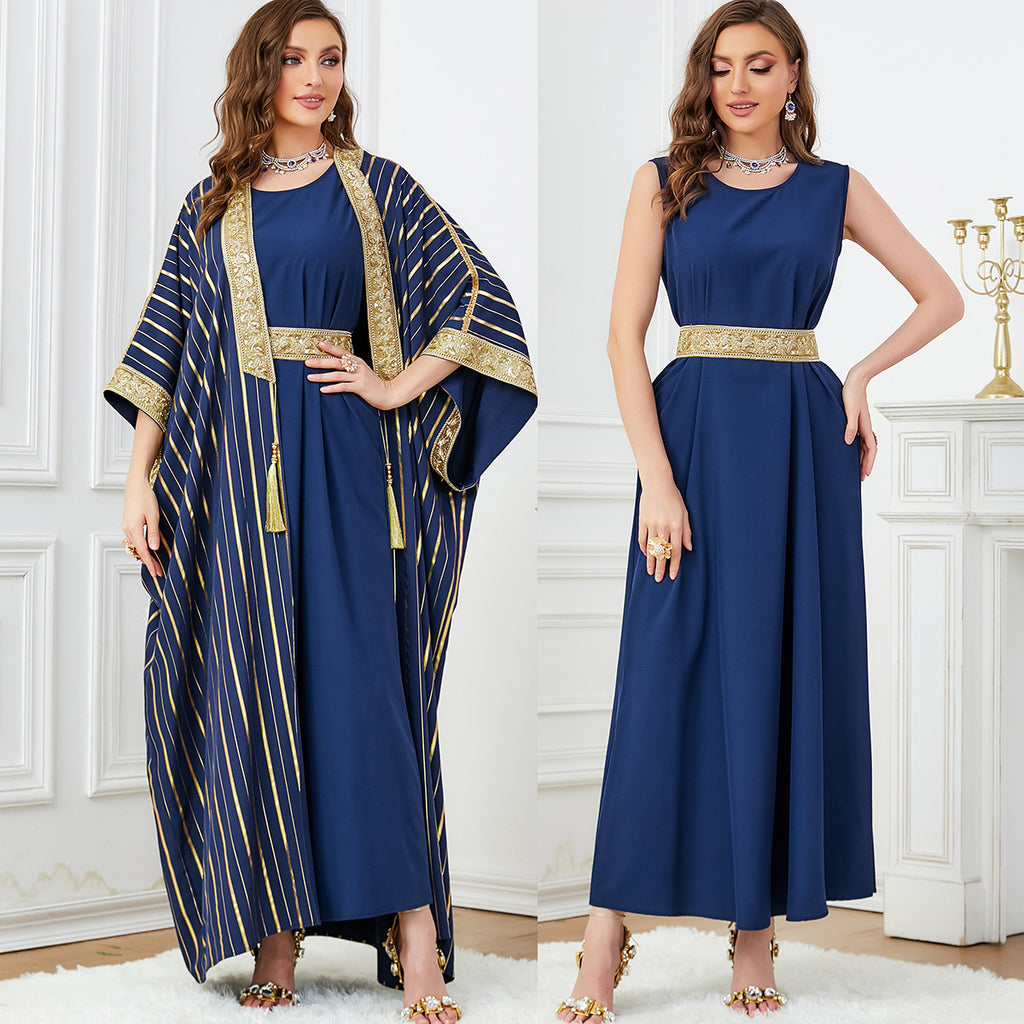 Robe longue deux-pièces bronzante, ensemble décontracté et assorti
