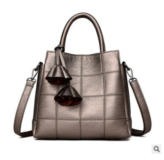 Soft PU Leather Three-Layer Large-Capacity Shoulder Bag with Tassels