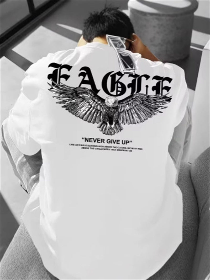 Summer Men's Loose Plus Size Print Round Neck Short Sleeve T-shirt