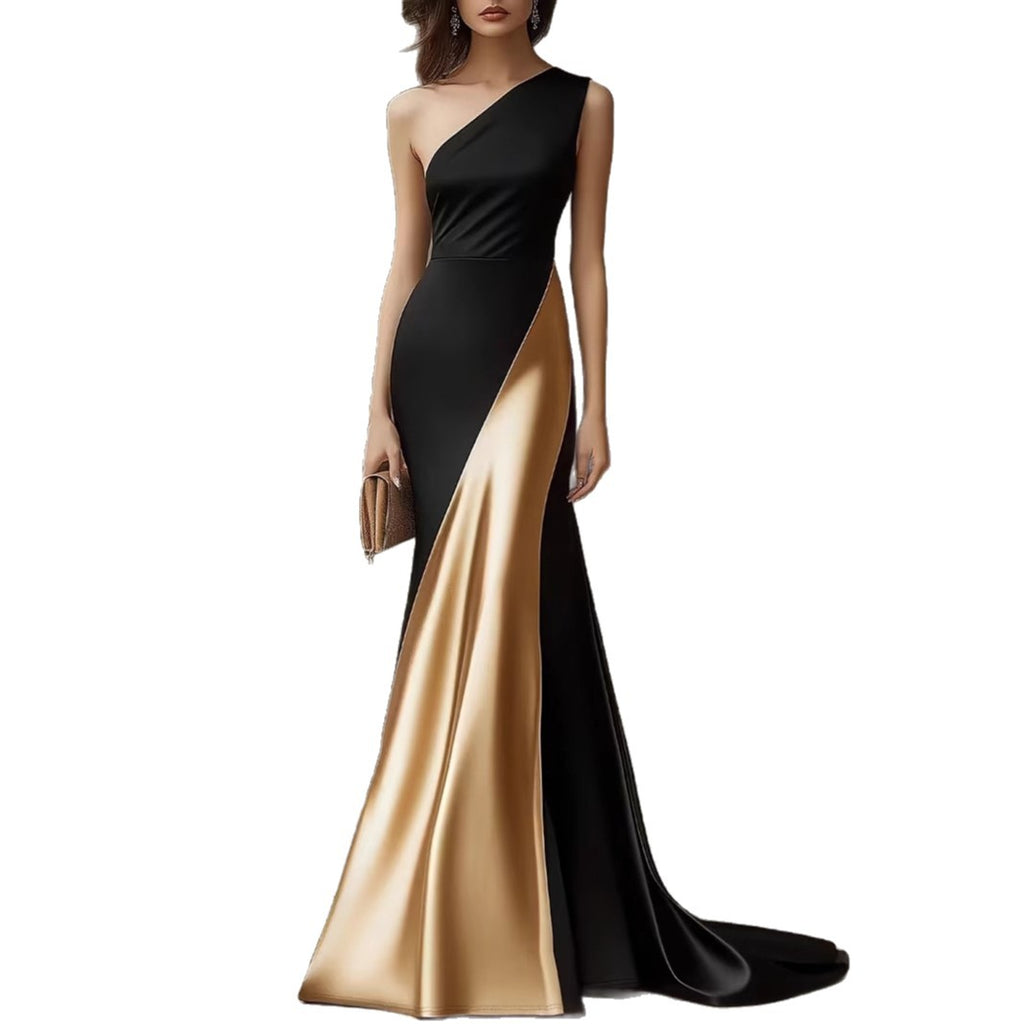 Elegant Black Satin Mermaid Dress for Women