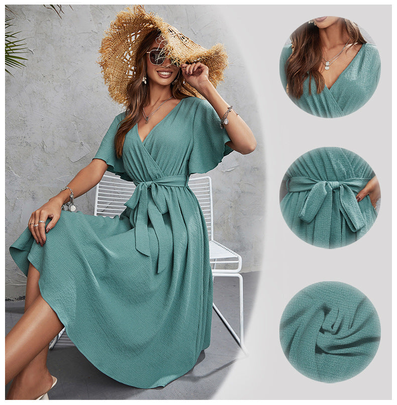 Women's Summer Waist Dress in Peacock Blue, Sizes S-XXL