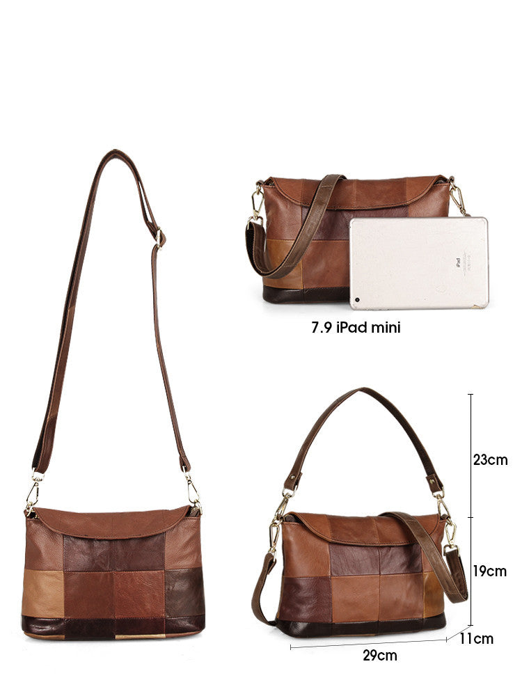 Vintage Cowhide Leather Women's Messenger Bag with Magnetic Closure
