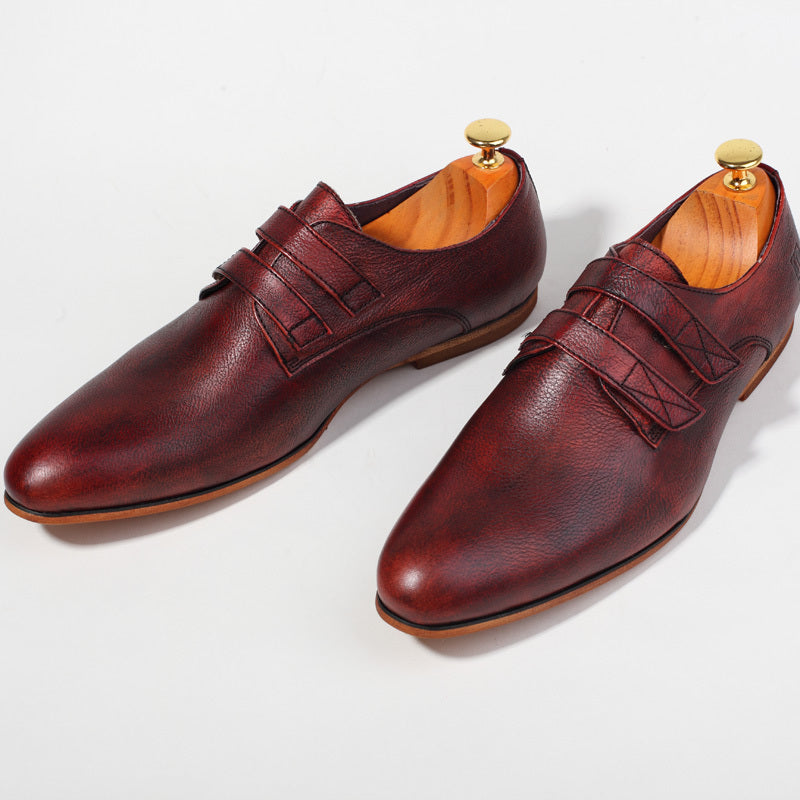 Handmade Vintage Genuine Leather Men's Shoes - Wine Red, Yellow, Sizes 38-44
