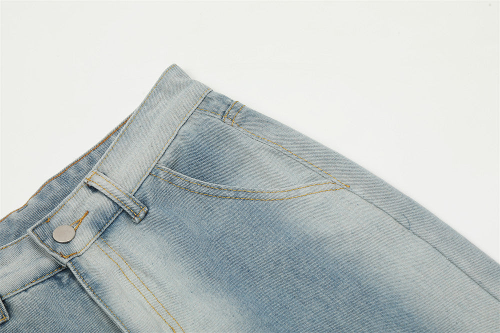 Men's Inkjet Gradient Wide Leg Denim Trousers Hip Hop Style