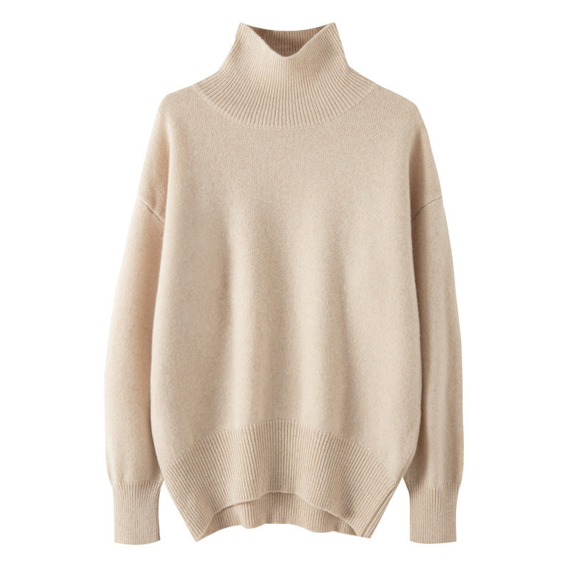Pull col roulé en cachemire et pure laine extra-épais pour femme