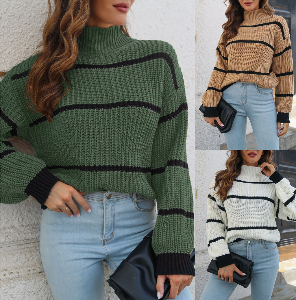 Striped Long Sleeve Loose Casual Pullover Jumper
