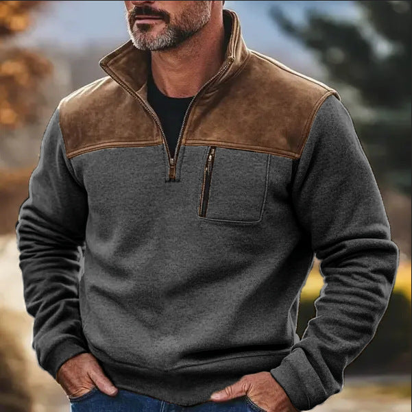 Manteau pull en molleton zippé décontracté pour hommes