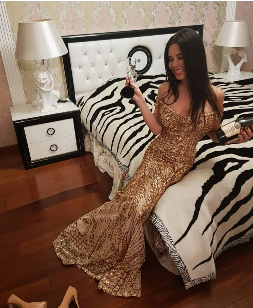 Women's Sequined Tube Top Dress Mop
