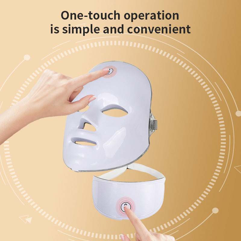White Rechargeable Colorful LED Facial Beauty Mask with USB Charging
