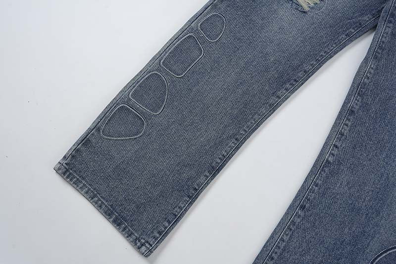 American-Style Retro Washed Wide-Leg Jeans for Men