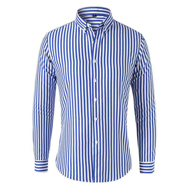 Men's Slim Long-Sleeve Casual Striped Shirt